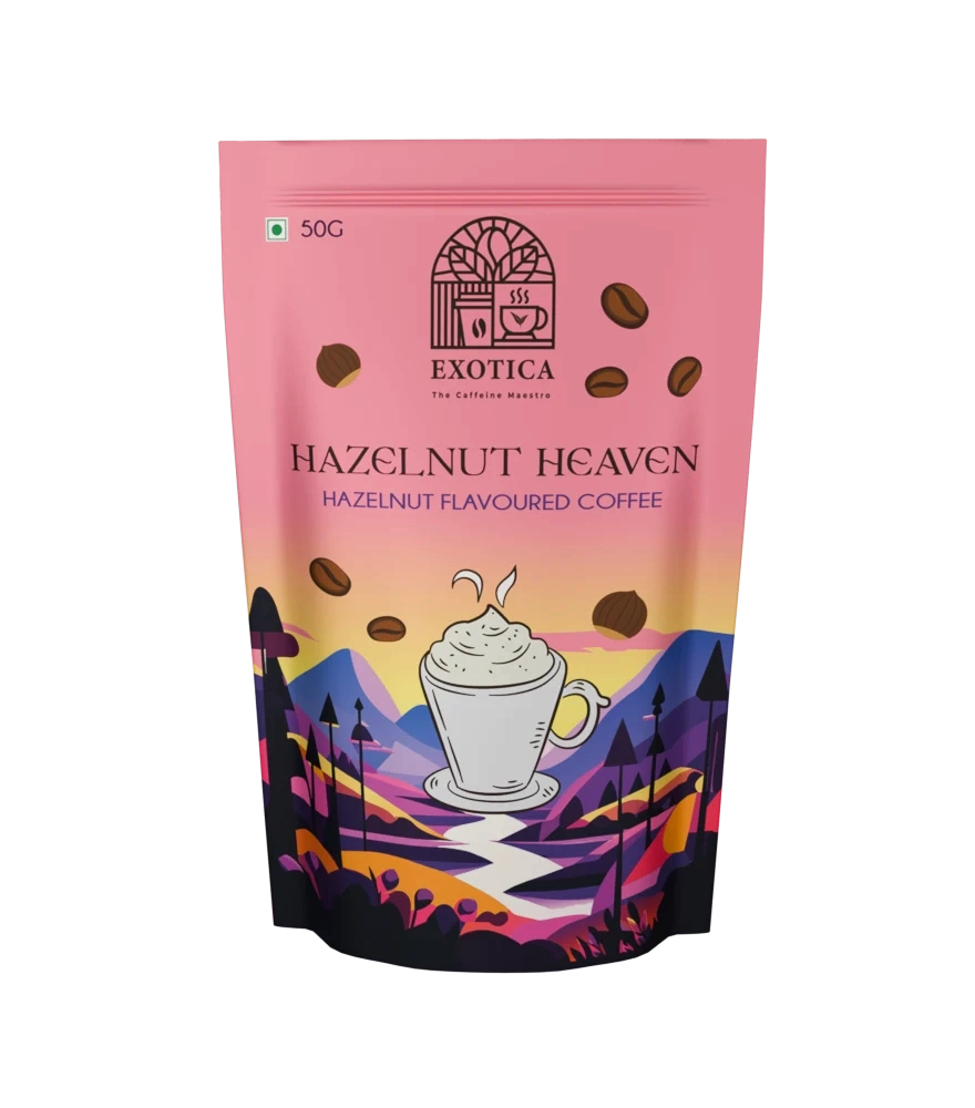 Exotica Hazelnut Heaven Coffee pack – premium instant coffee with nutty flavour