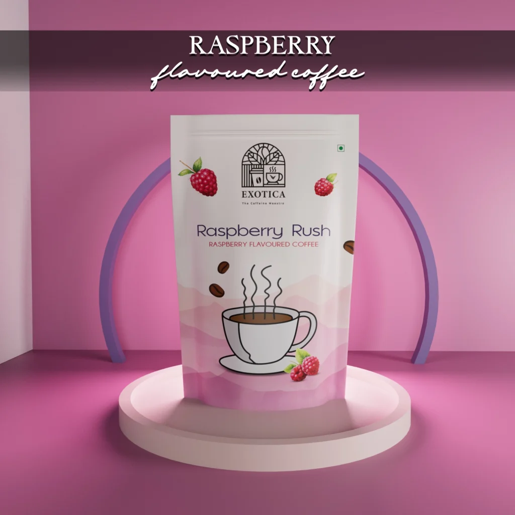 Exotica Raspberry Rush Coffee pack – premium instant coffee with raspberry flavor