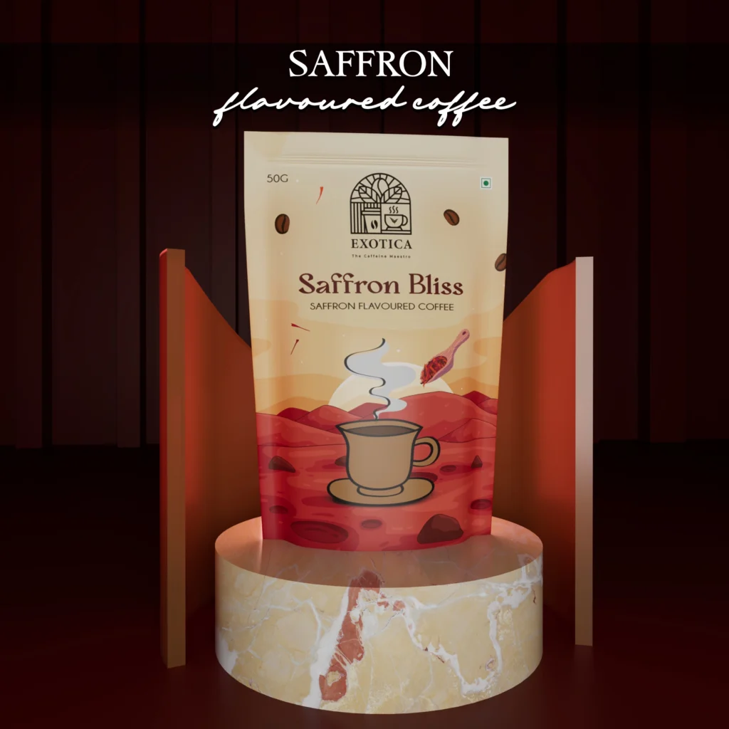 Exotica Saffron Bliss Coffee pack – premium instant coffee with saffron flavor