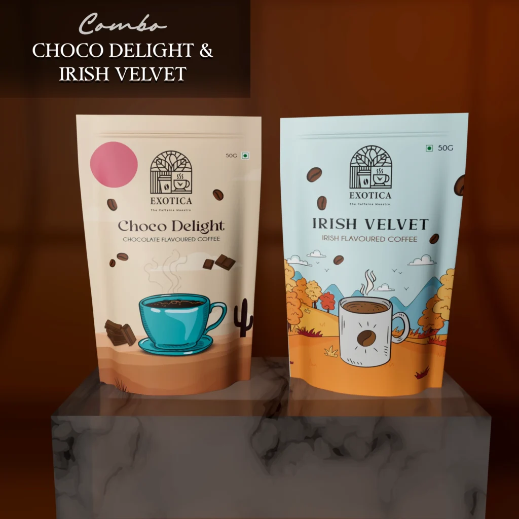 Exotica Choco Delight and Irish Velvet flavoured coffee combo pack