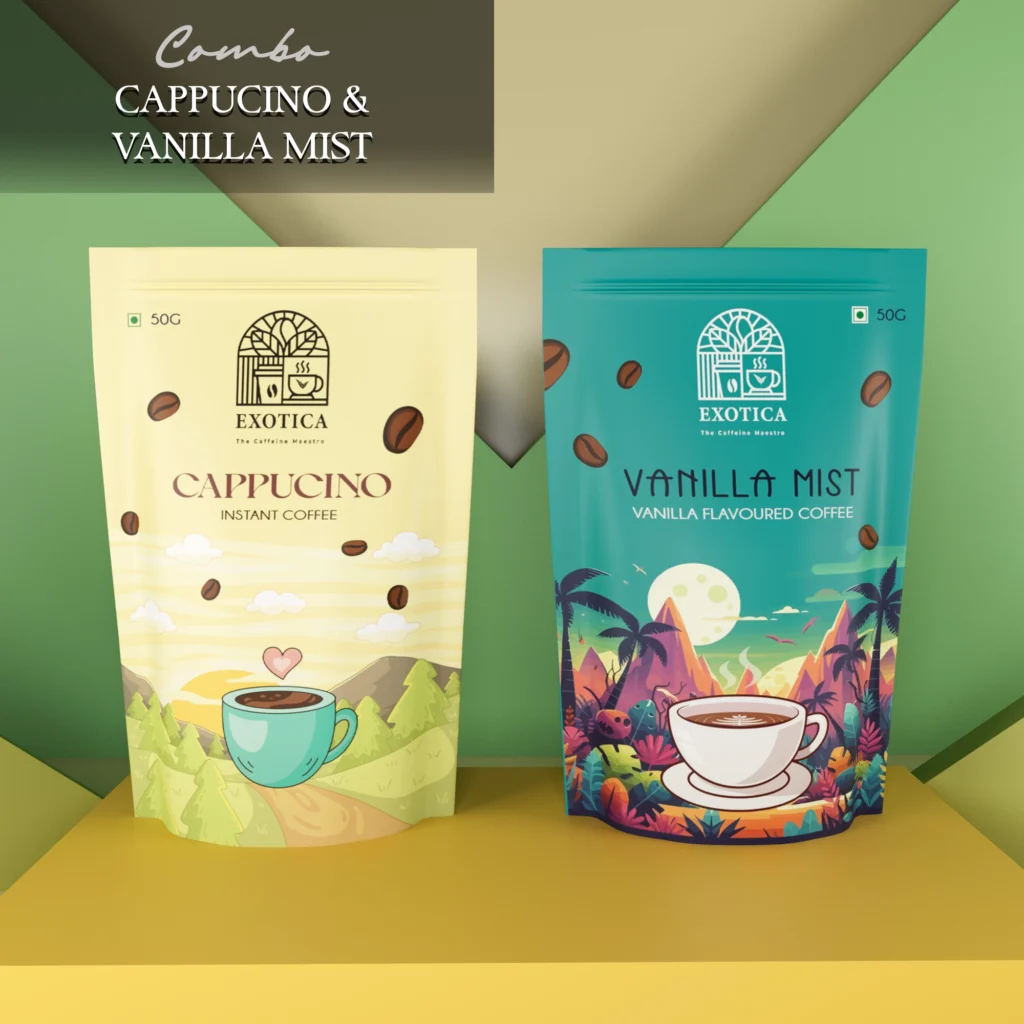 Exotica Cappuccino and Vanilla Mist flavoured coffee combo pack