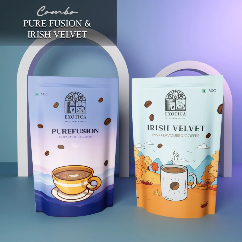 Exotica Pure Fusion and Irish Velvet flavoured coffee combo pack
