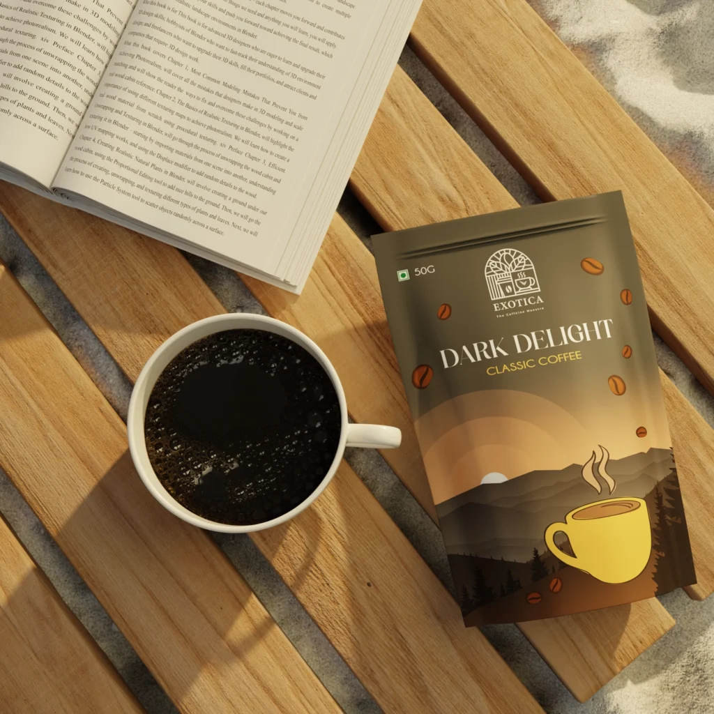 Exotica Dark Delight flavoured coffee pack